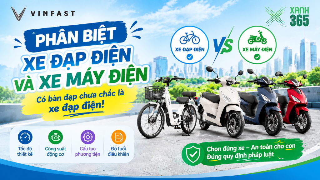 Phân biệt nhanh xe đạp điện và xe máy điện